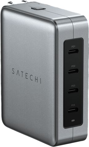 Сетевое зарядное устройство с комплектом адаптеров для путешествий Satechi 145W USB-C 4-Port PD GaN Travel Space Gray